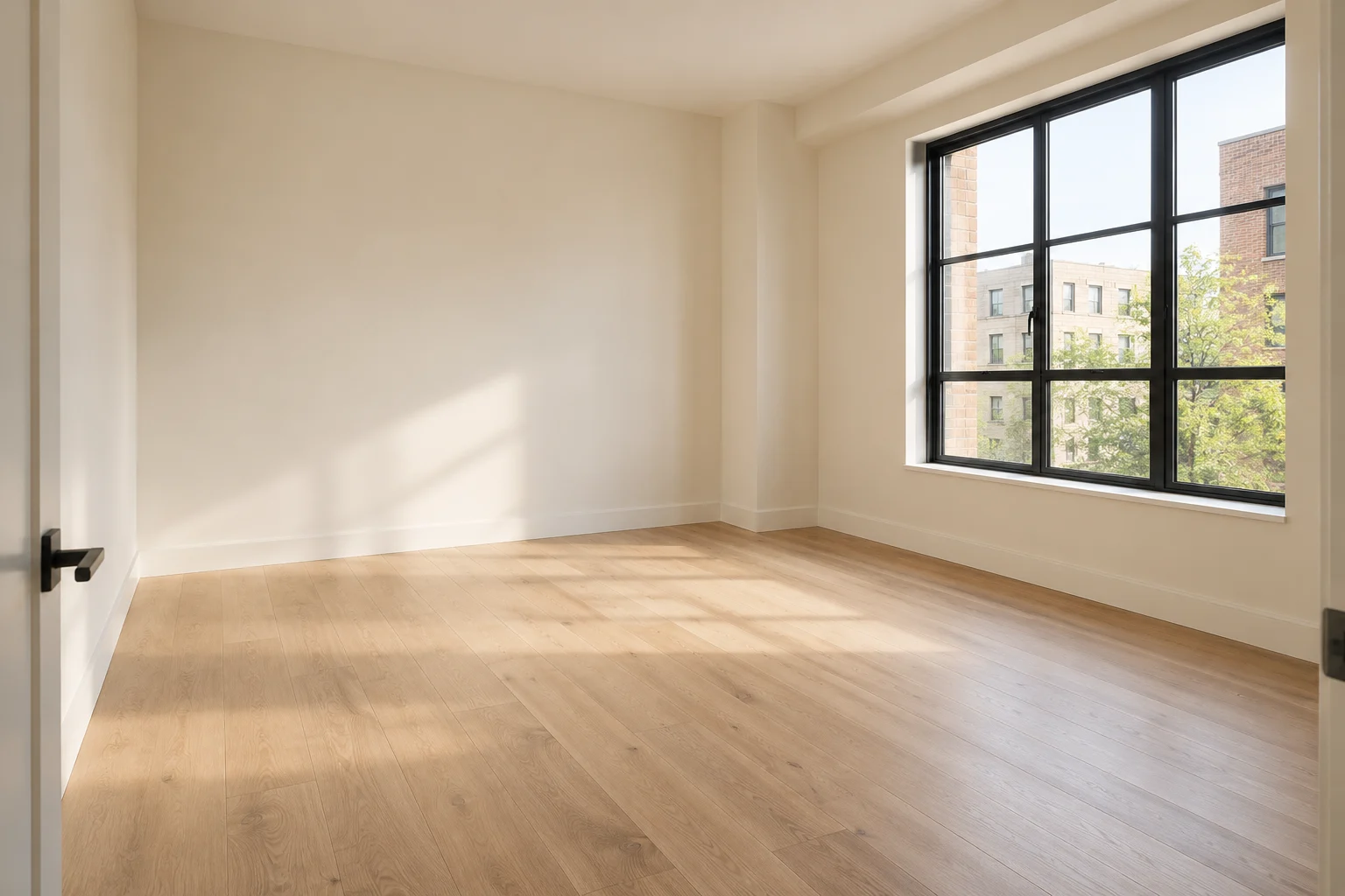Empty bright room ready to become a workspace