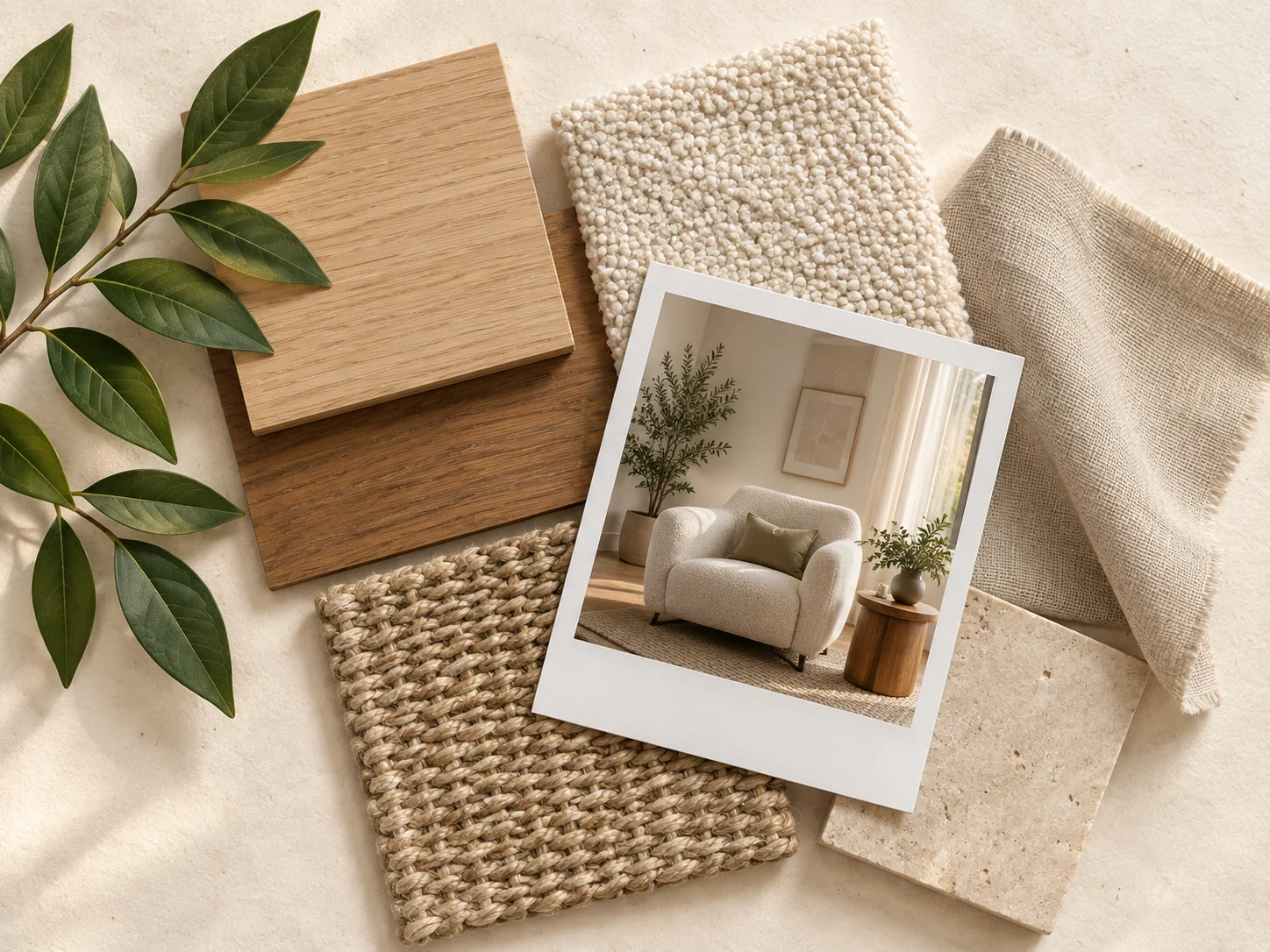 Material palette used to describe an AI decorating idea