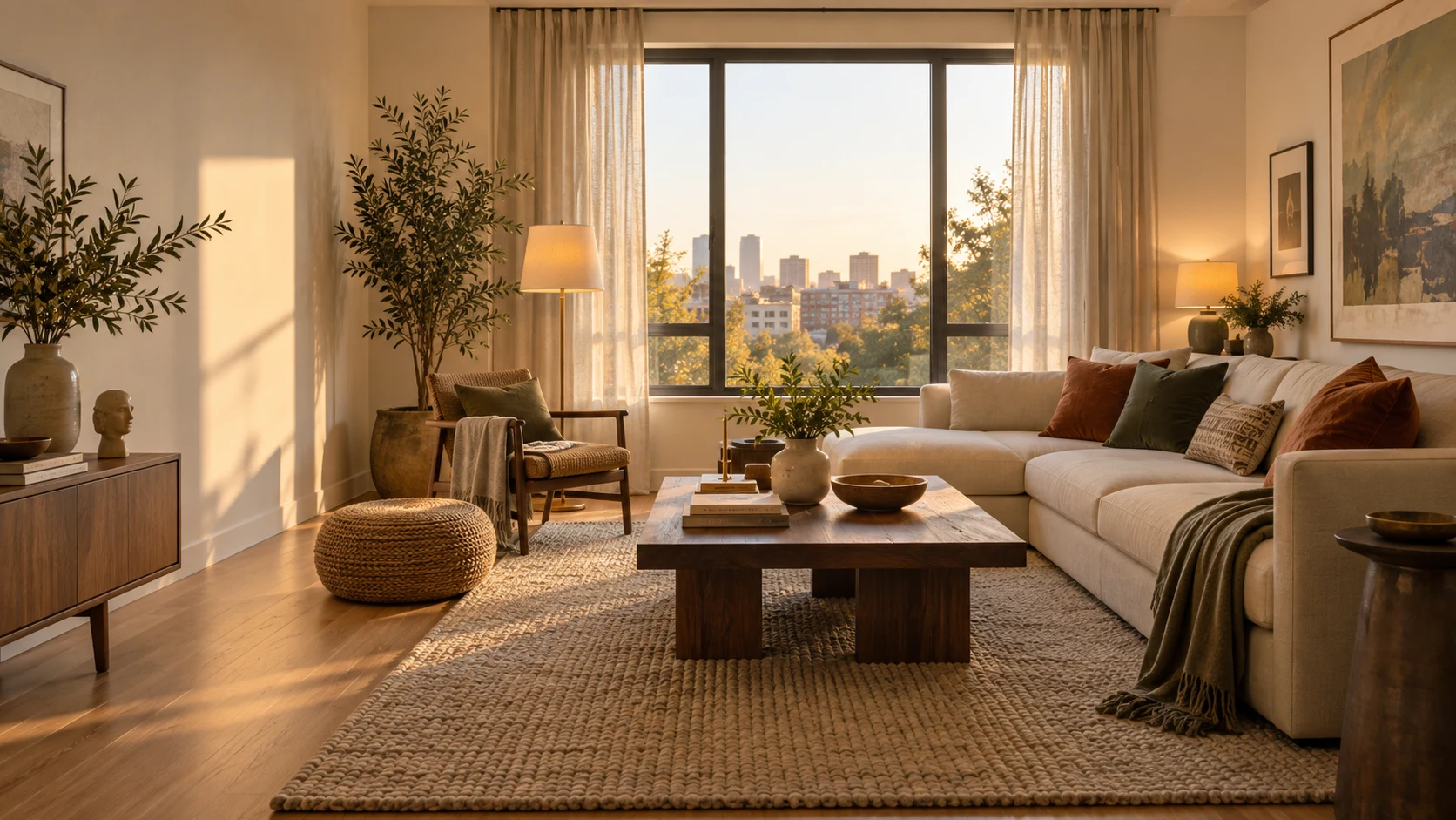 Living room after AI decoration