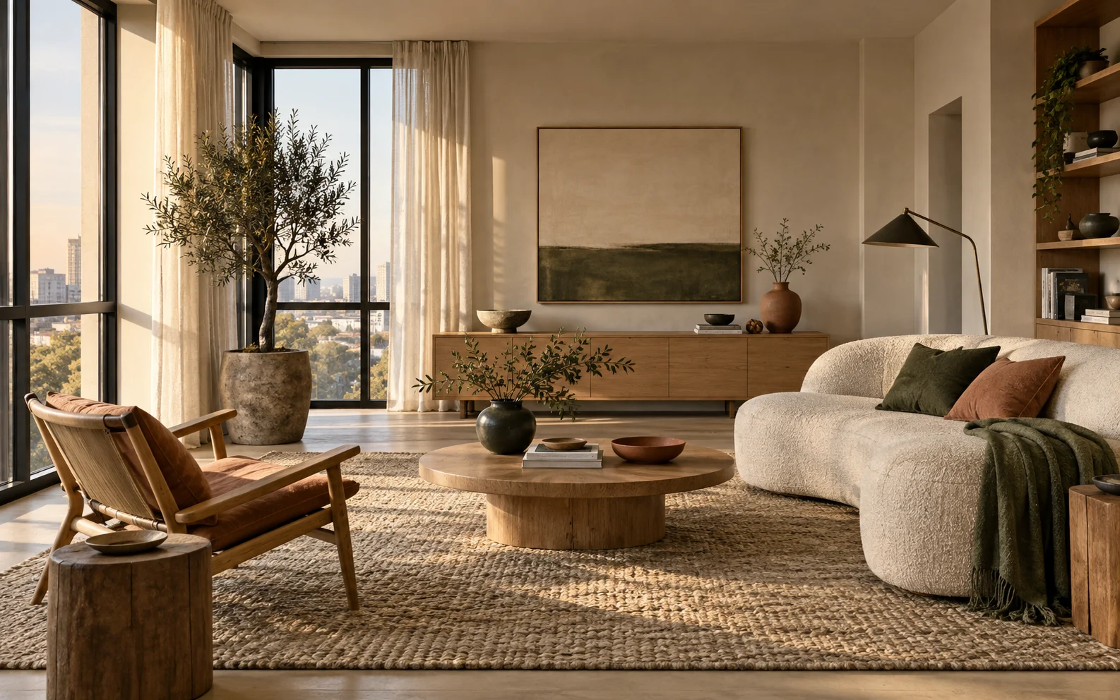 Warm Japandi living room