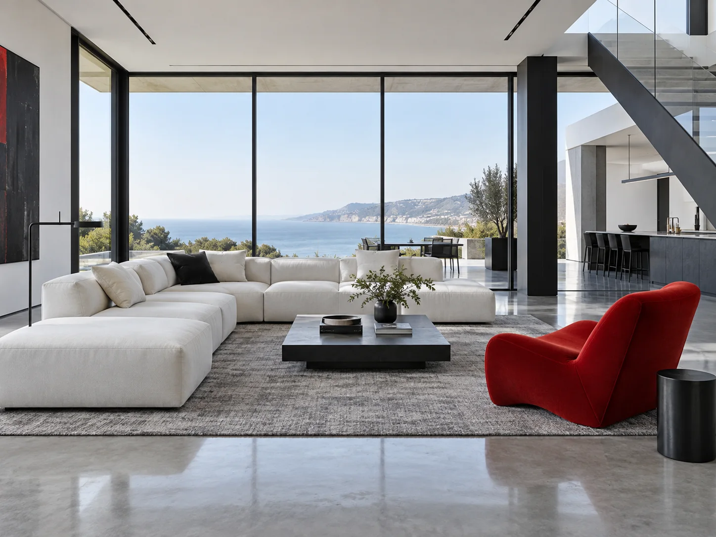 Clean expressive modern living room