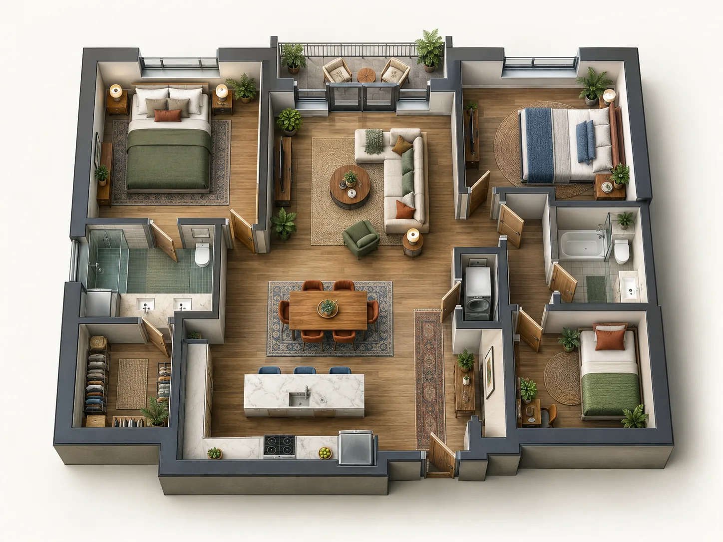 Generated 3D apartment floor plan