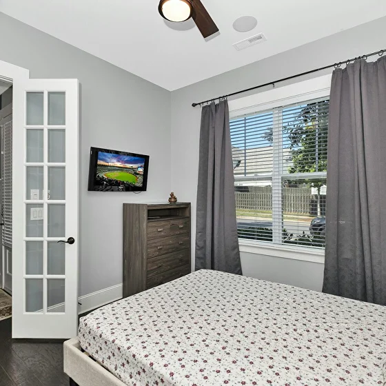Furnished interior space generated from a floor plan
